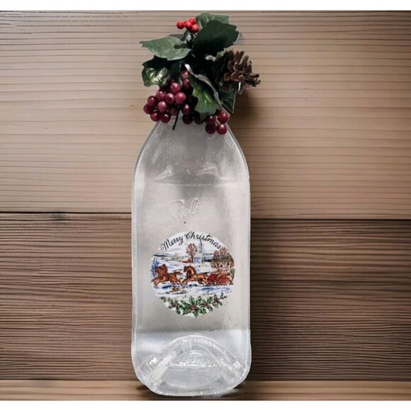 Merry Christmas Stoli Bottle Cheese Server Tempered Glass Cutting Board - Picture 1 of 6